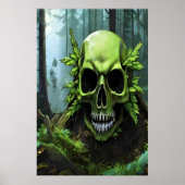 Groene schedel in het bos | AI Art Poster (Voorkant)
