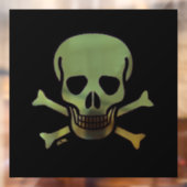 Groene schedel lg zwart sq venster vastklampen ach raamsticker (Vel 2)