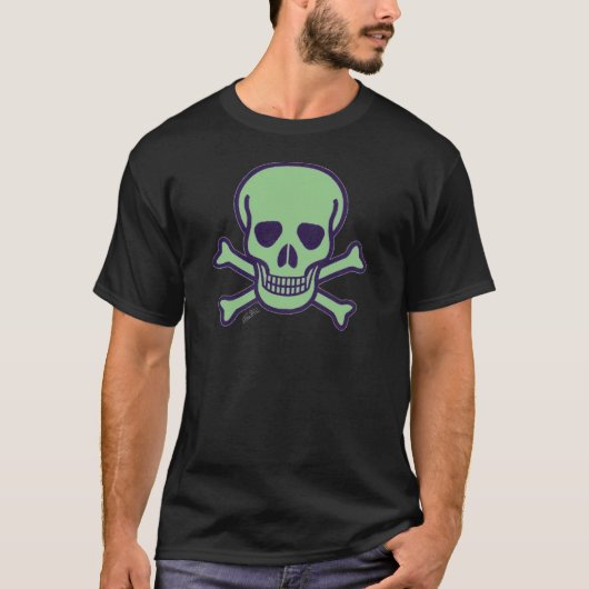 Groene schedel mannen zwart T-shirt (Voorkant)