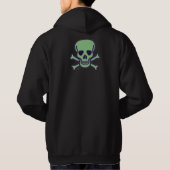 Groene schedel mannen zwarte hoodie terug (Achterkant)