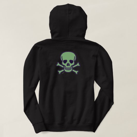 Groene schedel mannen zwarte hoodie terug (Design achterkant)