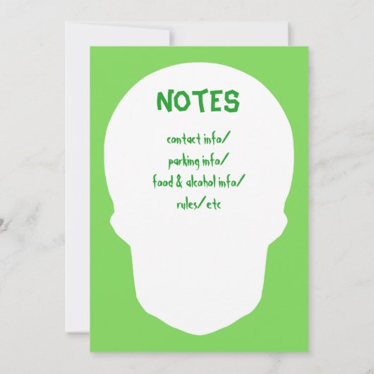 Groene schedel minimaal kaart (Achterkant)