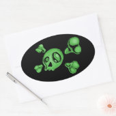 Groene schedel ovale sticker (Envelop)