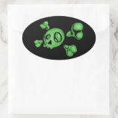 Groene schedel ovale sticker (Tas)