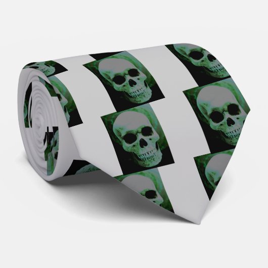 Groene schedel stropdas (Opgerold)