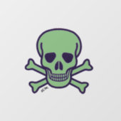 Groene schedel vierkant venster vastklampen voorka raamsticker (Vel)