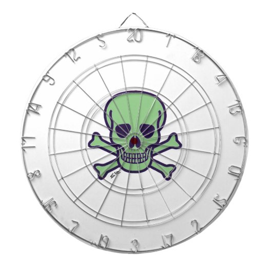 Groene schedel wit dartboard dartbord (Voorkant)