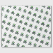 Groene schedel wit mat inpakpapier (Vlak)