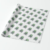 Groene schedel wit mat inpakpapier (Uitgerold)