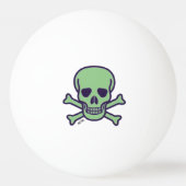 Groene Schedel witte 3 sterren pingpongbal (Voorkant)