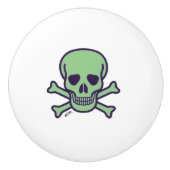 Groene schedel witte keramische knop (Voorkant)