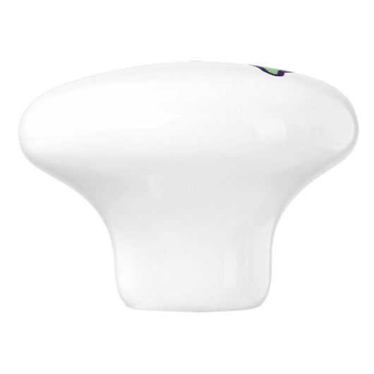 Groene schedel witte keramische knop (Zijkant)