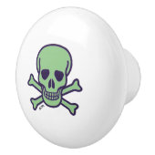 Groene schedel witte keramische knop (Rechts)