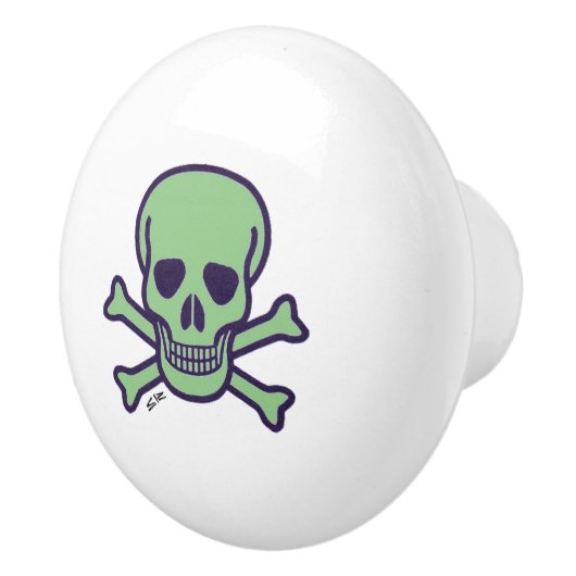 Groene schedel witte keramische knop (Rechts)