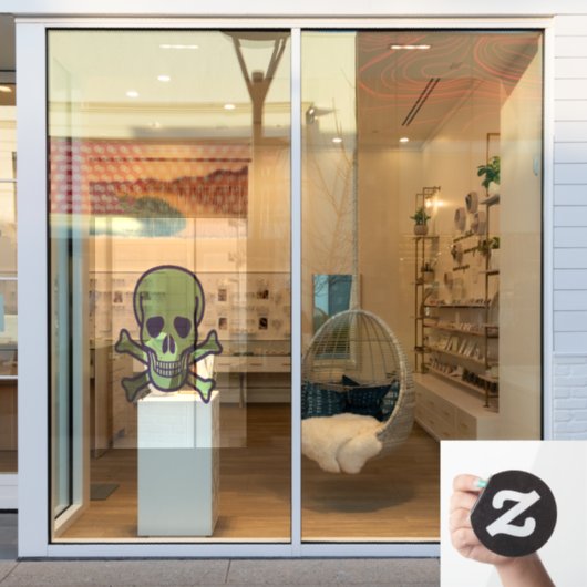 Groene schedel XL raam klampen voorste stick Raamsticker (Winkelraam)