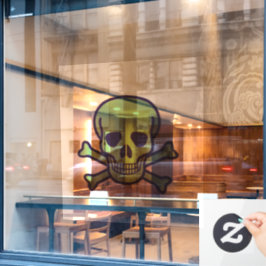 Groene schedel XL venster vastklampen achterkant s Raamsticker