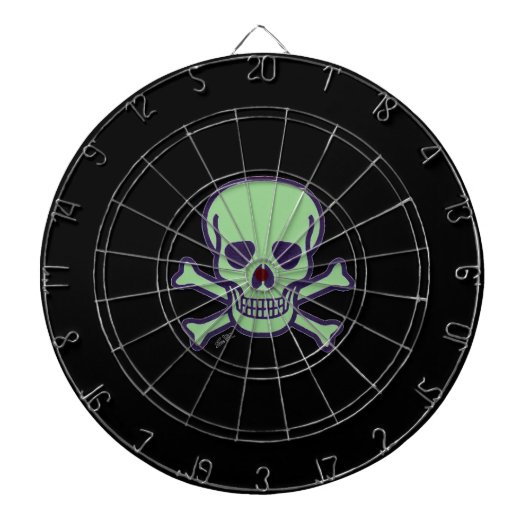Groene schedel zwart dartboard dartbord (Voorkant)