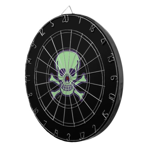 Groene schedel zwart dartboard dartbord (Voorkant Rechts)