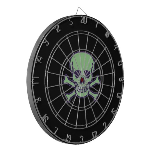 Groene schedel zwart dartboard dartbord (Voorkant Links)