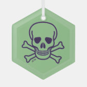 Groene schedel zwart glas zeshoek ornament (Voorkant)