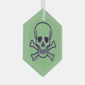 Groene schedel zwart glas zeshoek ornament (Voorkant Rechts)