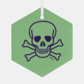 Groene schedel zwart glas zeshoek ornament (Achterkant)