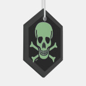 Groene schedel zwart glas zeshoek ornament (Voorkant Rechts)
