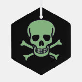 Groene schedel zwart glas zeshoek ornament (Achterkant)