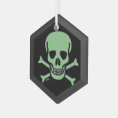 Groene schedel zwart glas zeshoek ornament (Voorkant links)
