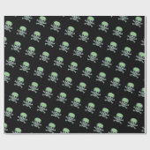 Groene schedel zwart mat inpakpapier (Vlak)