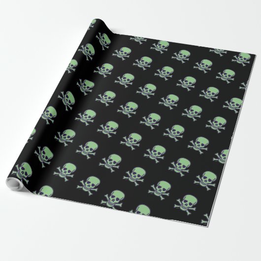 Groene schedel zwart mat inpakpapier (Uitgerold)