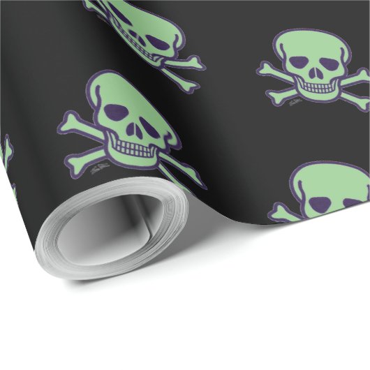Groene schedel zwart mat inpakpapier (Rol Hoek)