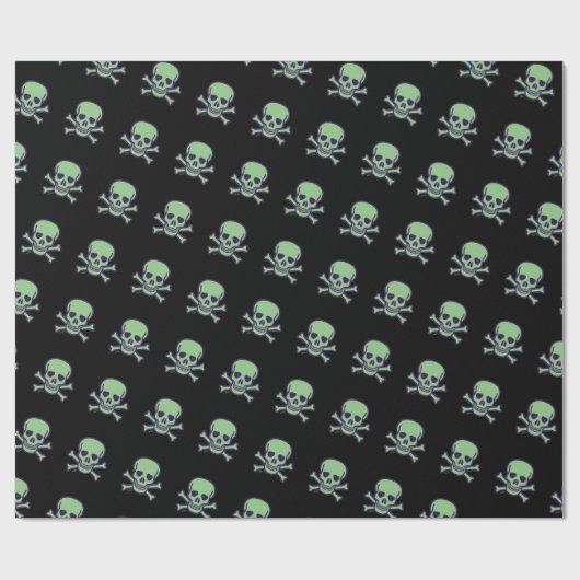 Groene schedel zwart mat inpakpapier (Vlak)