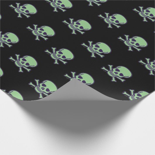 Groene schedel zwart mat inpakpapier (Hoek)