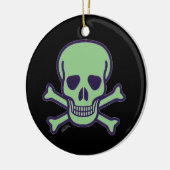Groene schedel zwart rond keramisch ornament 2 zij (Links)