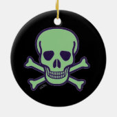 Groene schedel zwart rond keramisch ornament 2 zij (Achterkant)