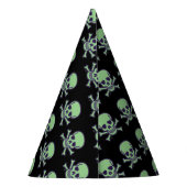 Groene schedel zwarte partij petten feesthoedjes (Achterkant)