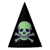 Groene schedel zwarte partij petten feesthoedjes (Voorkant)