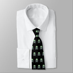 Groene schedel zwarte stropdas
