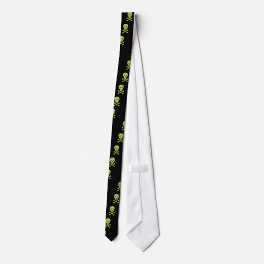 Groene schedelbeenderen & hartelogen stropdas (Achterkant)