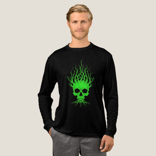 Groene schedelboom Halloween Tri-Blend Shirt (Voorkant)