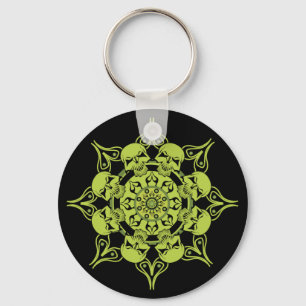 Groene schedelcirkel sleutelhanger