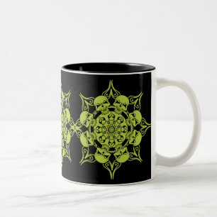 Groene schedelcirkel tweekleurige koffiemok