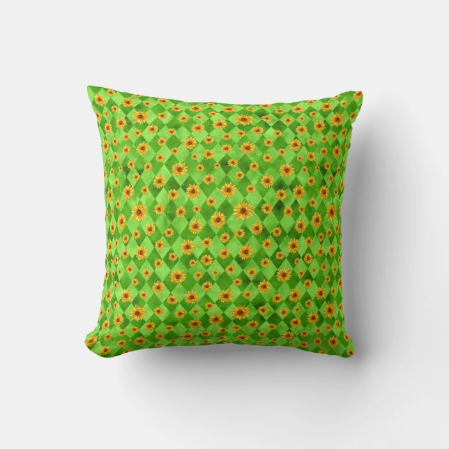 Groene Schedels en Zonnebloem Serie Ontwerp 8 Kussen (Voorkant)