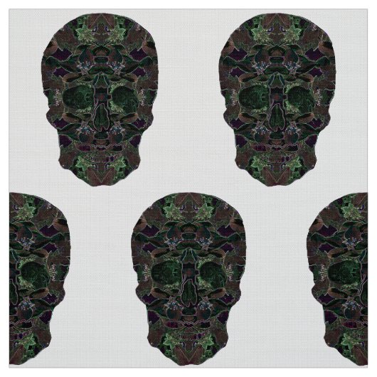 Groene schedels Kunst Polyester Poplin Stof (Swatch)