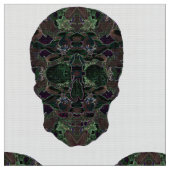 Groene schedels Kunst Polyester Poplin Stof (Close Up)