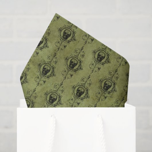 Groene schedels tissuepapier (Cadeauzakje)