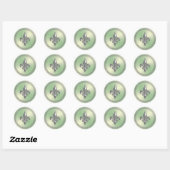 Groene scheen en zilver Fleur de Lis Envelope Seal Ronde Sticker (Vel)