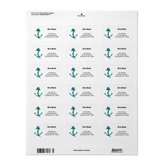 Groene scheepsanker etiket (Full Sheet)