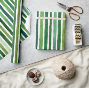 Groene schilderachtige strepen patroon cadeaupapier